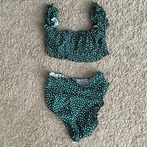 green flowers bikini